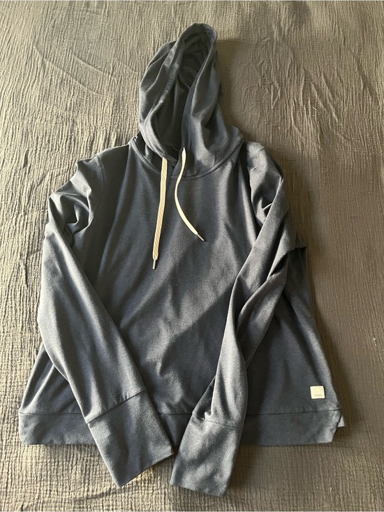 Vuori Tops - Vuori Navy Hooded Pullover Sweatshirt - Casual Lightweight Hoodie